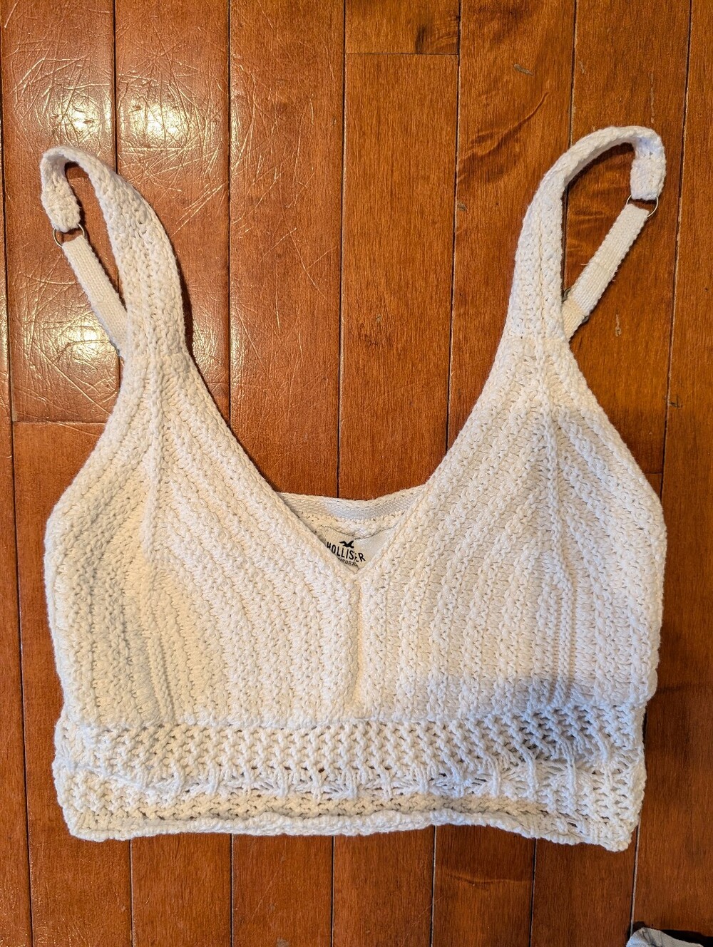 Hollister White Crocheted Cropped Tank Top Sz XS Excellent!